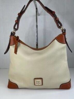 Dooney & Bourke Cream with Brown Leather Trim Shoulder Bag